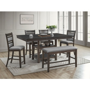 Brown Wooden Counter Height Chair with Fabric Cushion - M7705