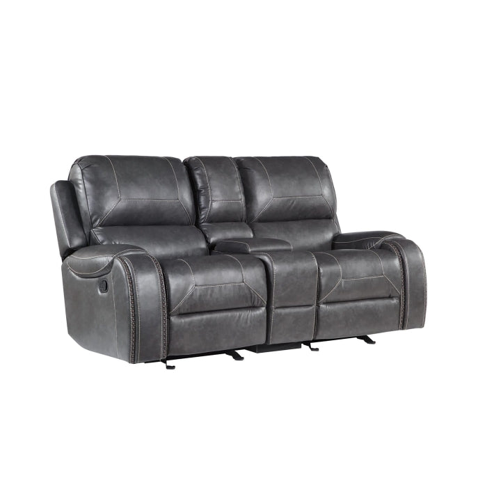 Polyurethane / Faux Leather Upholstered Nailheads Trim Manual Recliner... - M8025-LOVE