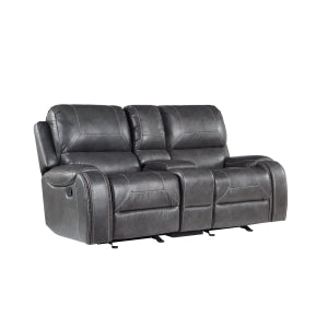 Polyurethane / Faux Leather Upholstered Nailheads Trim Manual Recliner... - M8026-LOVE