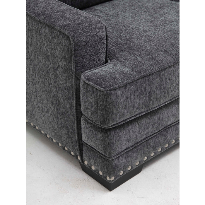Dark Gray Chenille Fabric Stationary Loveseat w/ Pillows - M8073-LOVE