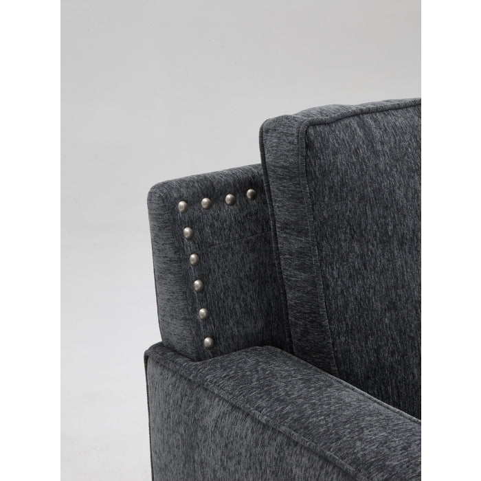 Chenille Fabric Upholstered Square Armrest Cushioned Nail Head Trims L-Shape... - M8073-SOFA