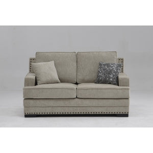 Dark Gray Chenille Fabric Stationary Loveseat w/ Pillows - M8073-LOVE