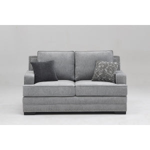 Chenille Fabric Upholstered Square Armrest Cushioned Nail Head Trims L-Shape... - M8073-SOFA