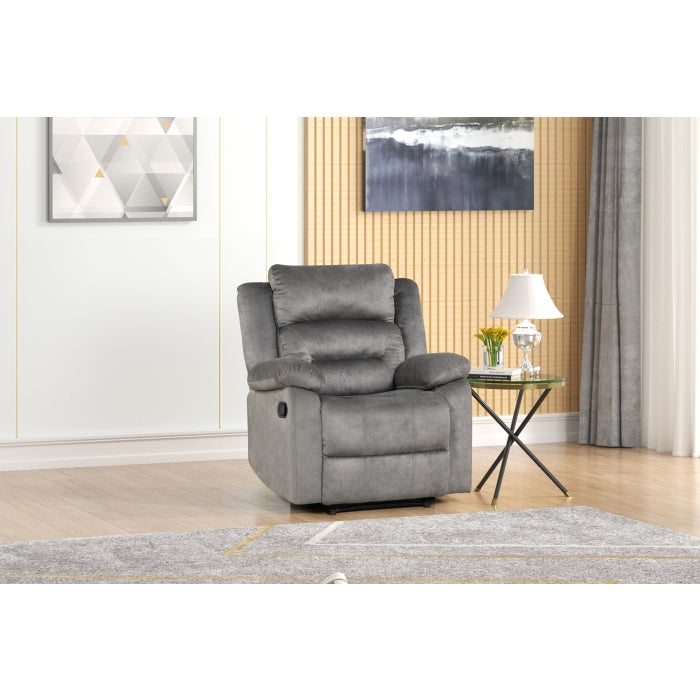 Bronzing Fabric Tufted Upholstered Pillow Top Armrest Manual Recliner Chair - M8078-RECL