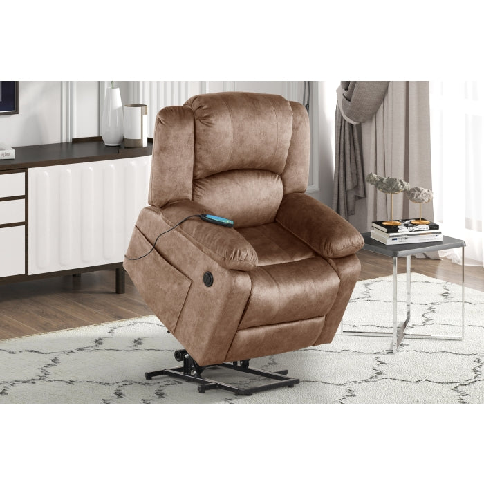 Bronzing Fabric Tufted Upholstered Plush Ears Pillow Top Armrests Power Lift... - M8107