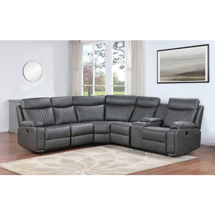 Breathable Air Leather Modular Power Recliner Sectional w/ USB - M8196