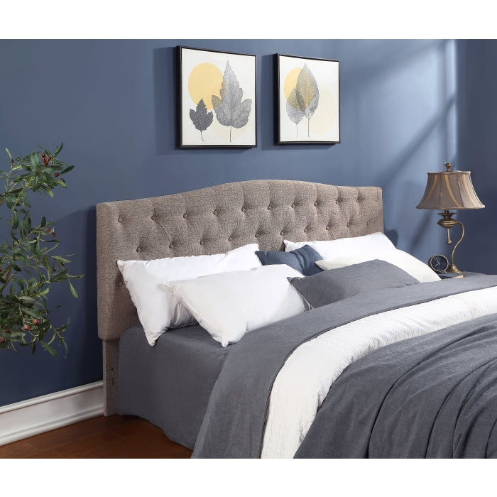 Linen Upholstered Button Tufted Camelback Headboard Only - M9BX02-EKING-BR