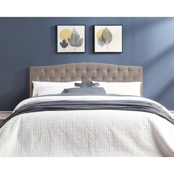 Linen Upholstered Button Tufted Camelback Headboard Only - M9BX02-EKING-BR